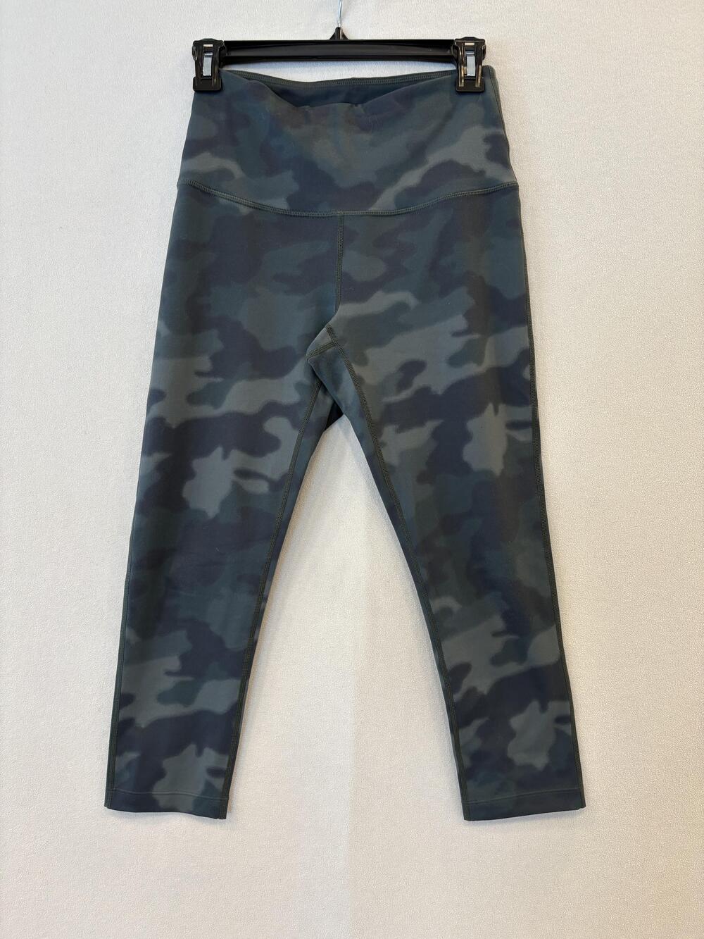 Zella Leggings Womens Small Green Camo Waist Pocket Yoga Gym Cropped Pants